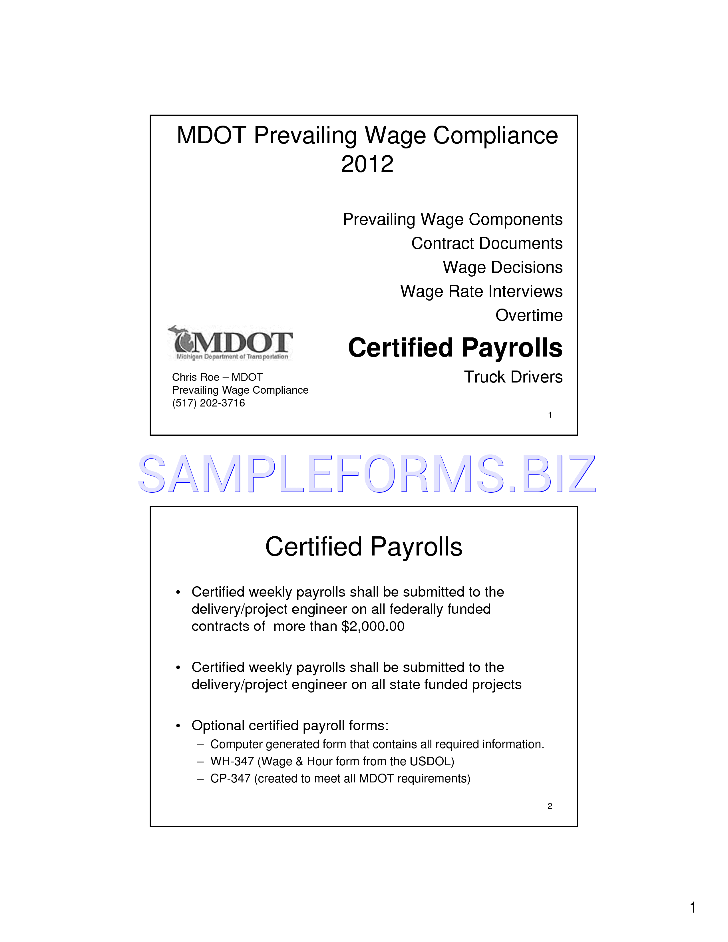 Preview free downloadable Michigan Certified Payroll Review in PDF (page 1)